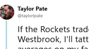 Share the best gifs now >>>. Random Twitter User Promised To Get Absurd Tattoo If Russell Westbrook Rockets Trade Went Down