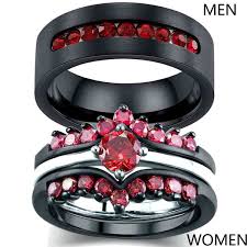 The perfect foundation for a lifetime of style, our handcrafted collection of men's wedding rings includes both diamond and plain metal bands in multiple fits and finishes. Couple Rings Sz 6 12 Titanium Steel Red Cz Mens Wedding Band Ruby Black Gold Filled 3pc Womens Wedding Ring Sets Wish