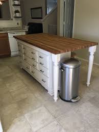 Rustic Farmhouse Inspired Kitchen Island From Old Dresser First Big Project Would Make A Couple C Dresser Kitchen Island Simple Kitchen Design Simple Kitchen