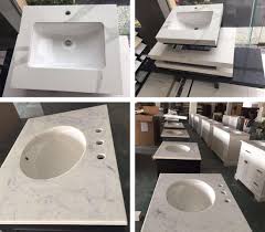 D bath vanity in white with quartz vanity top in white with white basin. White Quartz Vanity Tops Chinese Quatz Stone Bathroom Countertops