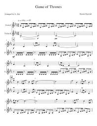 Free sheet music for piano. Game Of Thrones Violin Duet Original Key Sheet Music For Violin Cello Mixed Trio Musescore Com