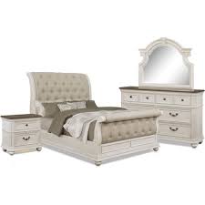 We offer a wide selection, big savings, financing and free shipping. Mayfair 6 Piece Upholstered Sleigh Bedroom Set With Nightstand Dresser And Mirror American Signature Furniture