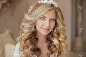 But, at the same time, it's one of the most joyous moments in every woman's life. Beauty Portrait Of Attractive Smiling Girl Bride With Long Curly Hair Style And Makeup At Wedding Day Bridal Morning Concept Stock Photo Picture And Royalty Free Image Image 44335653