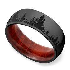 Night Forest Pattern Zirconium Mens Band Mens Wedding Rings Men S Wedding Ring Wedding Rings