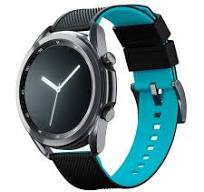 Samsung Galaxy Watch3 Elite Silicone Black Top Aqua Blue Bottom Watch Band