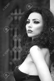 A547 8x12 busty black pinup, sylvia mcfarland 2 * big beautiful breasts! Pensive Beautiful Busty Brunette Woman With Curly Hair And Bright Stock Photo Picture And Royalty Free Image Image 44210163