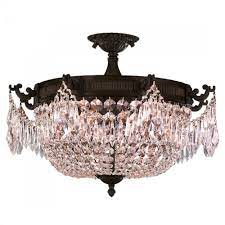 Handcrafted moroccan brass ceiling light fixture chandelier lamp bronze finish. Winchester 3 Light Dark Bronze Finish And Clear Crystal Semi Flush Mount Ceiling Light 20 In Dia X 1033mdd Arizona Lighting Co Of Yuma Inc