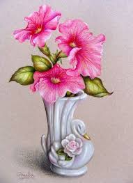 Colored Pencil Oil And Watercolor Flower Vase Drawing Pencil Drawings Of Flowers Flower Art