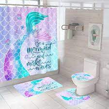 Check spelling or type a new query. Mermaid Bathroom Rug Set Shower Curtain Non Slip Toilet Lid Cover Bath Mat Ebay