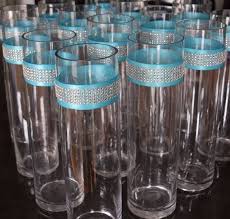 Set Of 10 Rhinestone And Ribbon Wrap Glass Cylinder Vases Wedding Or Special Event 2 Glass Cylinder Vases Wedding Centerpieces Cylinder Vase Centerpieces