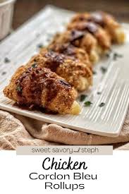Remove any excess cornstarch and cook meat thoroughly. Chicken Cordon Bleu Rollups Sweet Savory And Steph