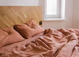 3 Piece Linen Bedding Set In Dark Orange Linen Duvet Cover And 2 Pillowcases Twin Full Queen King Euro Au Sizes In 2020 Bed Linens Luxury Bed Linen Sets White Linen Bedding