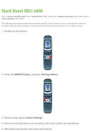 Hard Reset NEC e606