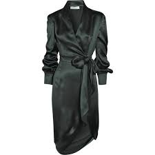 Yves Saint Laurent Silk Satin Wrap Style Dress 1 835 Liked On Polyvore Featuring Dresses Vestidos Co Silk Wrap Dresses Satin Wrap Long Sleeve Wrap Dress