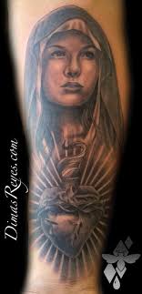 Basically, the heart of the sacred tattoo is the sacred heart of jesus.the fire of the sacred heart of jesus tattoo represent jesus divine love and its transforming power and the cross usually stand for the. Black And Grey Madonna And Sacred Heart Tattoo By Dimas Reyes Tattoos