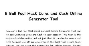 Play for pool coins and exclusive items customize your cue and table! 8 Ball Pool Hack Coins And Cash Online Generator Tool Pdf Docdroid