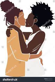 African American Black Skin Lesbian Couple Stock Vector (Royalty Free)  1963022026 | Shutterstock