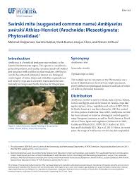 Members and other entomologists rely on esa to be the forum for position announcements in the wide and varied field of entomology. Pdf Amblyseius Swirskii