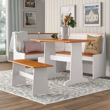 August Grove Birtie 3 Piece Solid Wood Breakfast Nook Dining Set Reviews Wayfair Breakfast Nook Furniture Nook Dining Set Nook Furniture