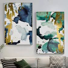 Framed Wall Art Set Of 2 Prints Abstract Gold Green Navy Blue Print Painting Gold Art Pictures On Canvas Wall A Framed Wall Art Sets Abstract Wall Art Pictures