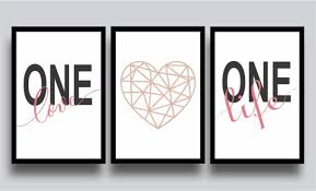 Kit 3 Quadros Decorativos One Love One Life Frases Moldura No Elo7 Luluh Decoradora 1339869