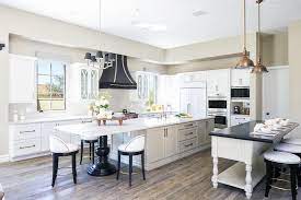 If you're a fan of interior design, you probably know that kitchen islands are a popular fixture in many homes. Black And White Kitchen Island Dining Table Transitional Kitchen
