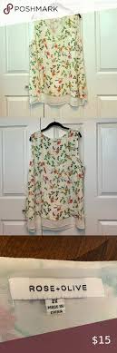 Rose Olive Floral Sleeveless Blouse Clothes Design Floral Sleeveless 2x Blouses