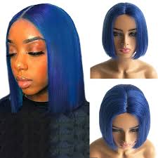 Their line extends from everyday wigs to hair wiglets and even costume wigs. Amazon Com Human Hair Wigs Short Colored Middle Part Straight Bob Wigs With Natural Hairline Non Lace Front Brazilian Virgin Real Remy Hair Wig Glueless Machine Made No Lace Wig For Black