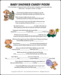Make sure the water isn't too hot. Baby Shower Candy Poem Game