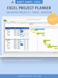 Project Planner Excel Spreadsheet Automated Gantt Chart Etsy In 2020 Project Planner Gantt Chart Excel Spreadsheets
