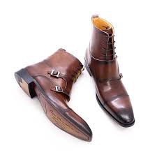 Botas de invierno de estilo británico para hombre, zapatos de piel de  ternero auténtica, botas de vaquero de alta calidad, con hebilla, correa de  monje, con cordones