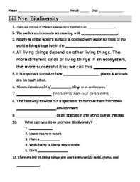 Bill Nye Biodiversity Video Guide Sheet Bill Nye Biodiversity Nursing Student Tips