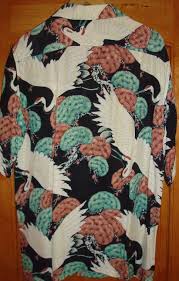 As seen on hollywood celebrities. Andrade Vintage 40s Rayon Swan Crane Hawaiian Aloha Shirt Thehanashirtco Bowling Outfit Hawaiian Shirt Dress Aloha Shirt