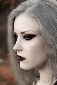 silver #grey #gray #dyed #colored #hair #hairstyle #dark #eye #makeup #make  #up #heavy #black #pale #skin #goth #aesthetics #dried #blood #red #lips  #bloody #gorgeous #fashion #forward #directional #gothic #sensibility #sans  #hot #topic #