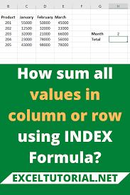 How Sum All Values In Column Or Row Using Index Formula In 2020 Excel Tutorials Excel Formula College Books Online