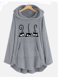 Casual Decorative Button Printed Long Sleeve Hoodie Button Affiliate Decorative Casual Prin Hoodies Womens Plus Size Hoodies Women Hoodies Sweatshirts