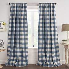 Laurel Foundry Modern Farmhouse Conor Plaid Linen Blackout Thermal Single Curtain Panel Polyester Linen In Green Blu In 2021 Curtains Panel Curtains Colorful Curtains