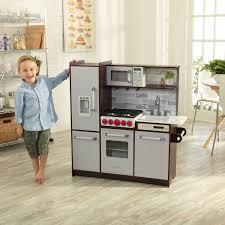 Interactive features like clicking, turning knobs, appliance doors that open and close, realistic burners, working chalkboard and more, kids can discover and explore their culinary side. Kidkraft Uptown Elite Espresso Wooden Play Kitchen With Ez Kraft Assembly Walmart Com Walmart Com