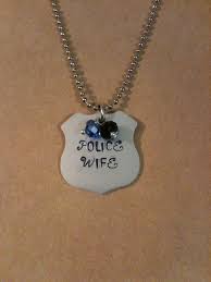Hand Stamped Police Wife Badge Necklace 22 Police Wife Stamped Charm Necklace Police Wife Life