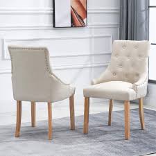 • chairs with a width of 16 to 20 inches should have at least 6 inches of space from the adjacent chair to afford enough elbow room. Ansley Hosho Pair Of Dining Chair Studded Wooden Beige Dining Room Chair With Arms Upholstered Side Chair For Living Room Reception Button Dining Chair Kitchen Chair Padded Seat Wood Legs Buy Online In