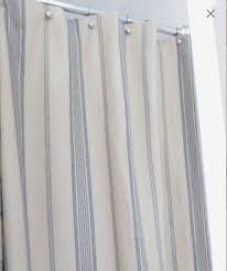 Modern Farmhouse Shower Curtain Striped Grain Sack French Ticking Custom Fabric Feedsack Blue St Farmhouse Shower Curtain Custom Fabric Striped Shower Curtains