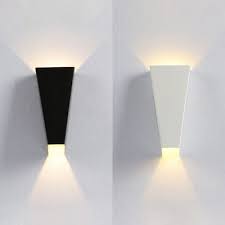 Led dimmable wall sconce lighting, indoor aluminum wall lamp, up down wall light fixture, bedroom lamp, modern bathroom vanity light. Strait Up Series Trapezoid Wall Sconces Light 3 93 High 6w Aluminum 2 Head Led Up Down Wall Light In Black White For Outside Porch Hotel Room Hallway Beautifulhalo Com