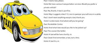 Booking A Taxi Conversation At A Hotel Hotel Transportation Services Taxi