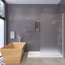 Elegant 1100mm Frosted Walk In Screen 8mm Easy Clean Nano Smoked Glass Shower Screen Panel Shower Screen Bathroom Shower Design Glass Shower