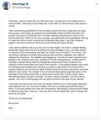 Elliot married emma portner, a canadian dancer and choreographer in 2018. Aj On Twitter Elliot Page Announced He Is Transgender My Pronouns Are He They The Actor Formerly Named Ellen Page Wrote To All The Trans People Who Deal With Harassment Self Loathing Abuse And