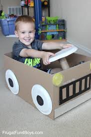 Once all of the flaps have two cuts half up, slide the cuts onto each other to form a grid (it will look like the spacers inside a case of wine). Create A Cardboard Box Car Frugal Fun For Boys And Girls