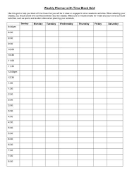 Weekly Planner With Time Block Grid Weekly Calendar Printable Weekly Planner Template Daily Planner Template