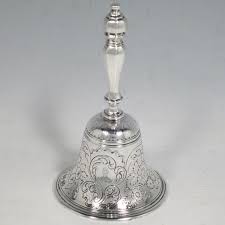 Antique Georgian Sterling Silver Table Bell Having A Round Baluster Body With Hand Chased Fruit And Floral Decorat Silver Pooja Items Silver Bells