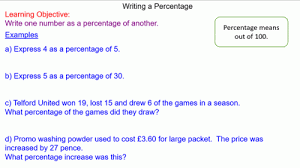 Writing Percentages Mr Mathematics Com Learning Objectives Writing Gcse Math