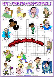 Vocabulary for common health problems, illnesses and symptoms is more easily understood and explained with the aid of images. Health Problems Esl Crossword Puzzle Worksheet For Kids Vocabulary Games For Kids Dictionary For Kids Spelling Activities